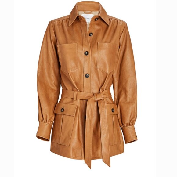 Frame Denim | Jackets & Coats | Frame Xs Brown Leather Safari Jacket ...